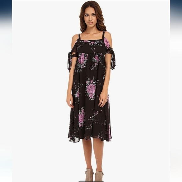 Free People Tied To You Dress Floral Cold Shoulder Midnight Combo S - Picture 7 of 7